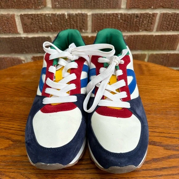 Tremor n Ryan Faux Suede White Blue Red Lace Up Low Casual Sneakers Mens 7 - Picture 3 of 9